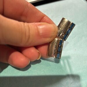 Silver and blue stones cuff links